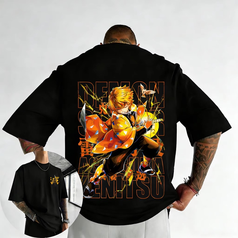 Street Fashion Of Japan - T-shirt imprimé Demon Slayer pour hommes