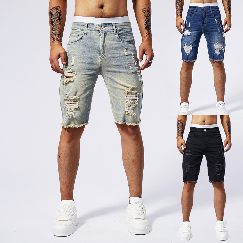 Street Fashion Brand - Short en Denim déchiré pour hommes,