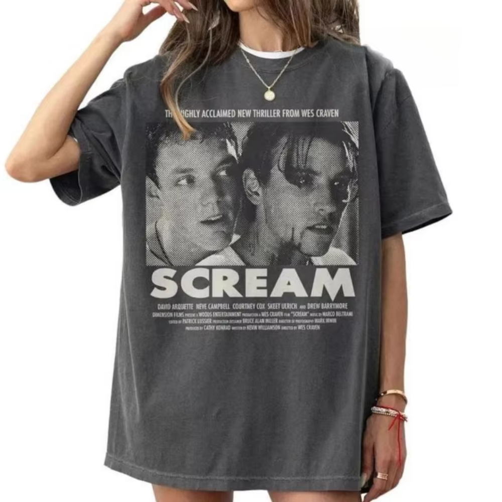 Street Fashion Outfit Girl - T-shirt rétro du film 'Scream', nouveau