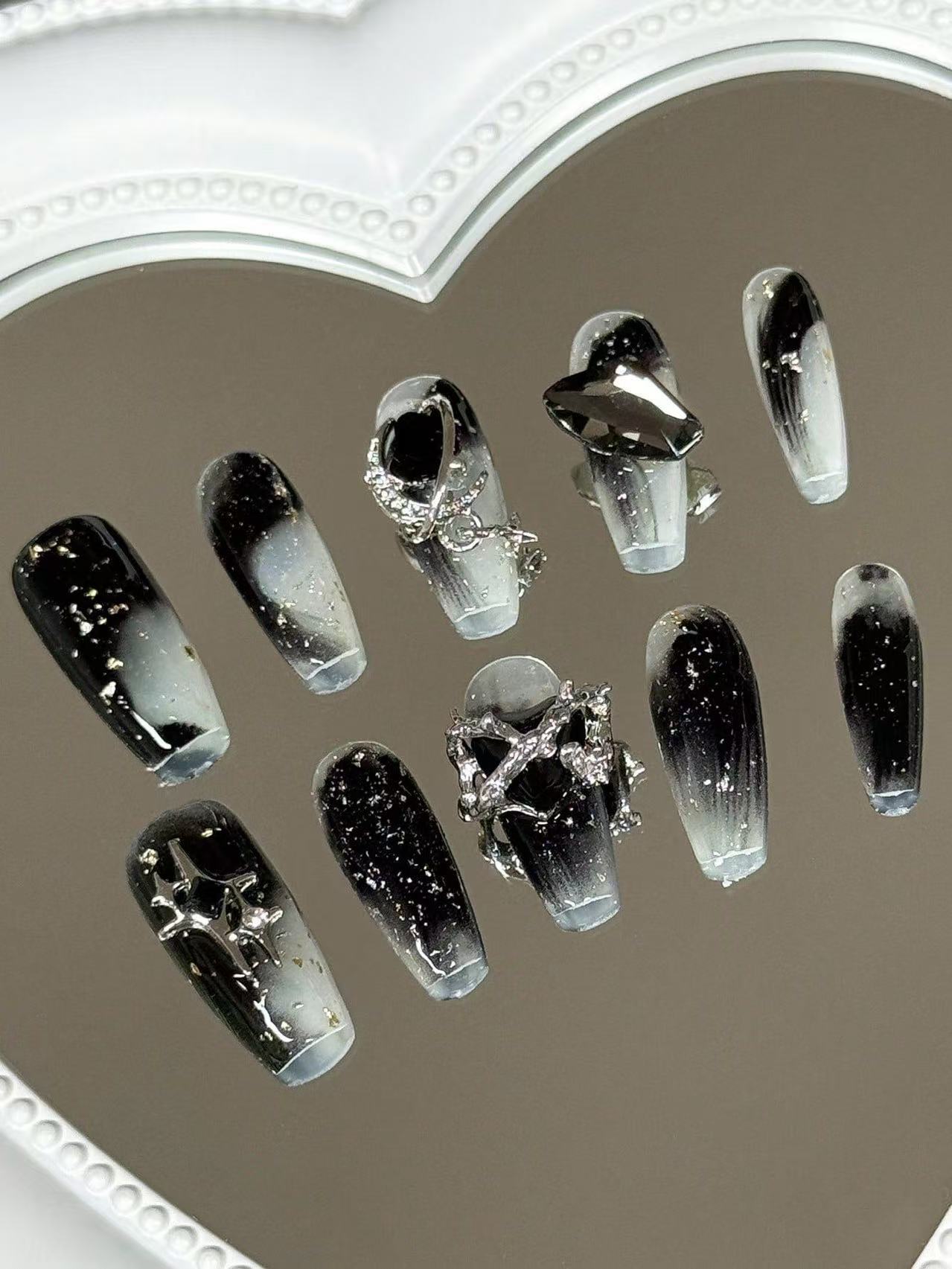 Street Fashion Outfit Girl - 10 faux ongles longs trapézoïdaux de
