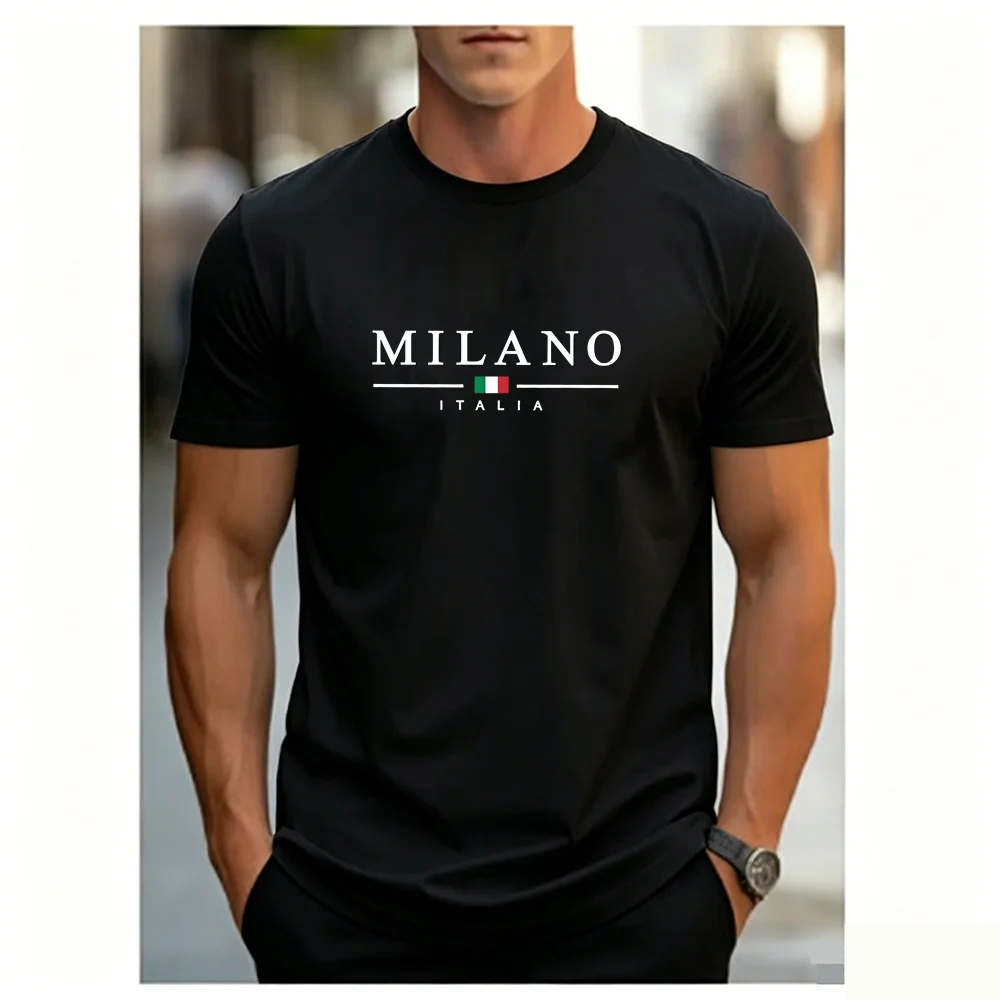 Street Fashion Milan - T-shirt d'été pour homme, simple et