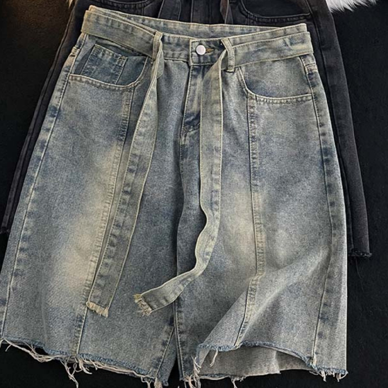 Short d'été en Denim à franges - Street Fashion In Japanese avis et prix