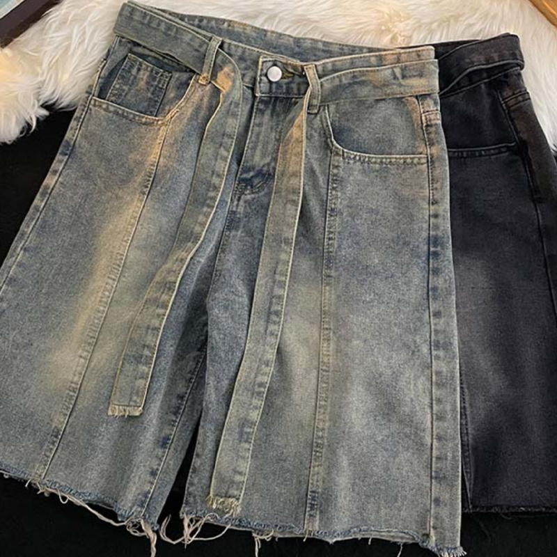 Short d'été en Denim à franges - Street Fashion In Japanese avis et prix