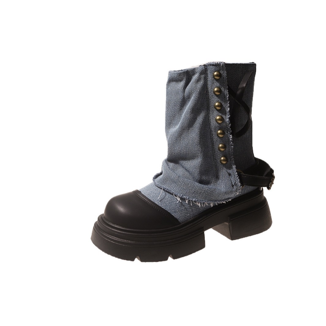 Femmes bottes mode britannique - Street Fashion Jeans avis et prix