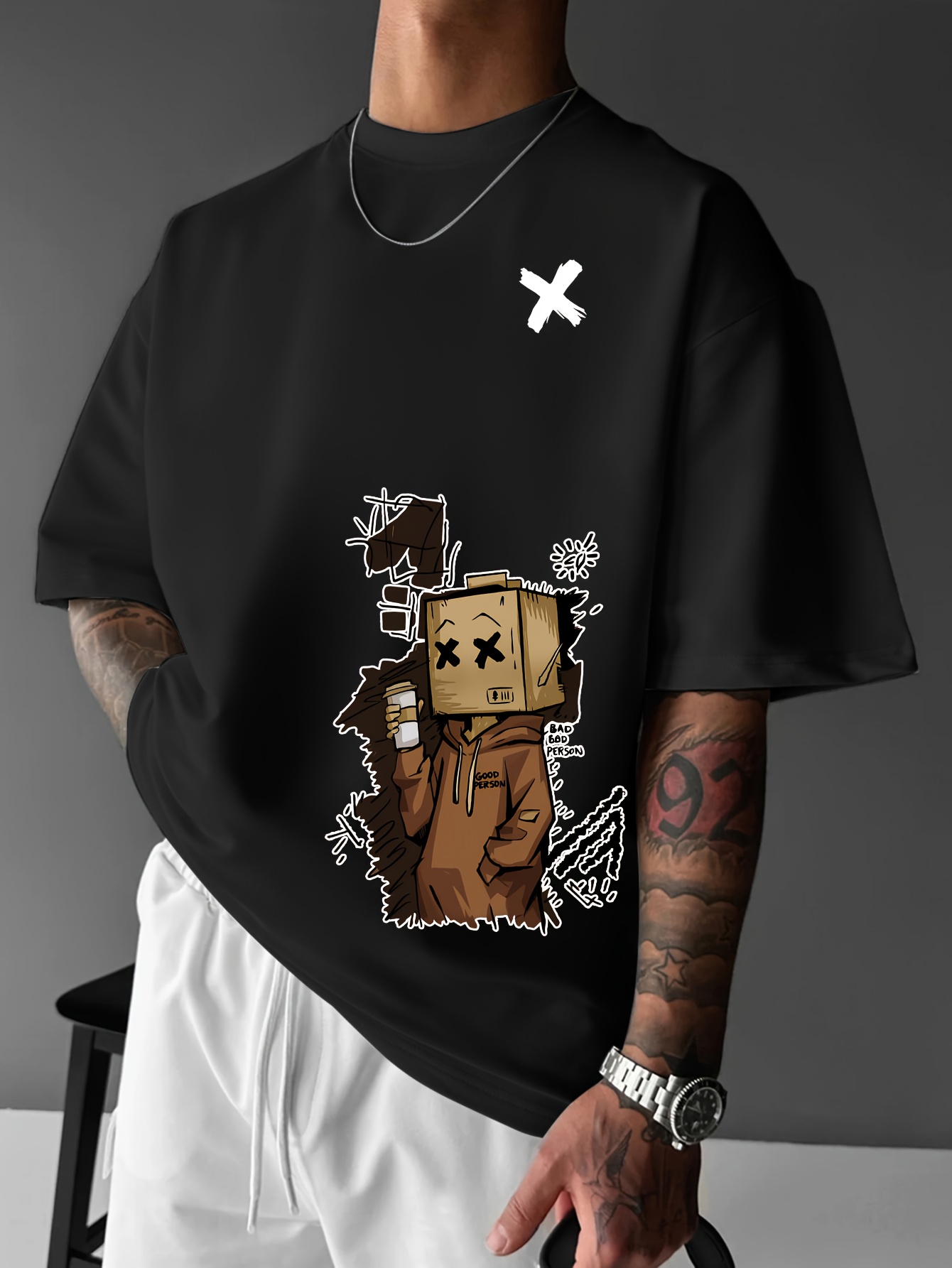 T-shirt col rond pour hommes,  - Street Fashion Graffiti avis et prix
