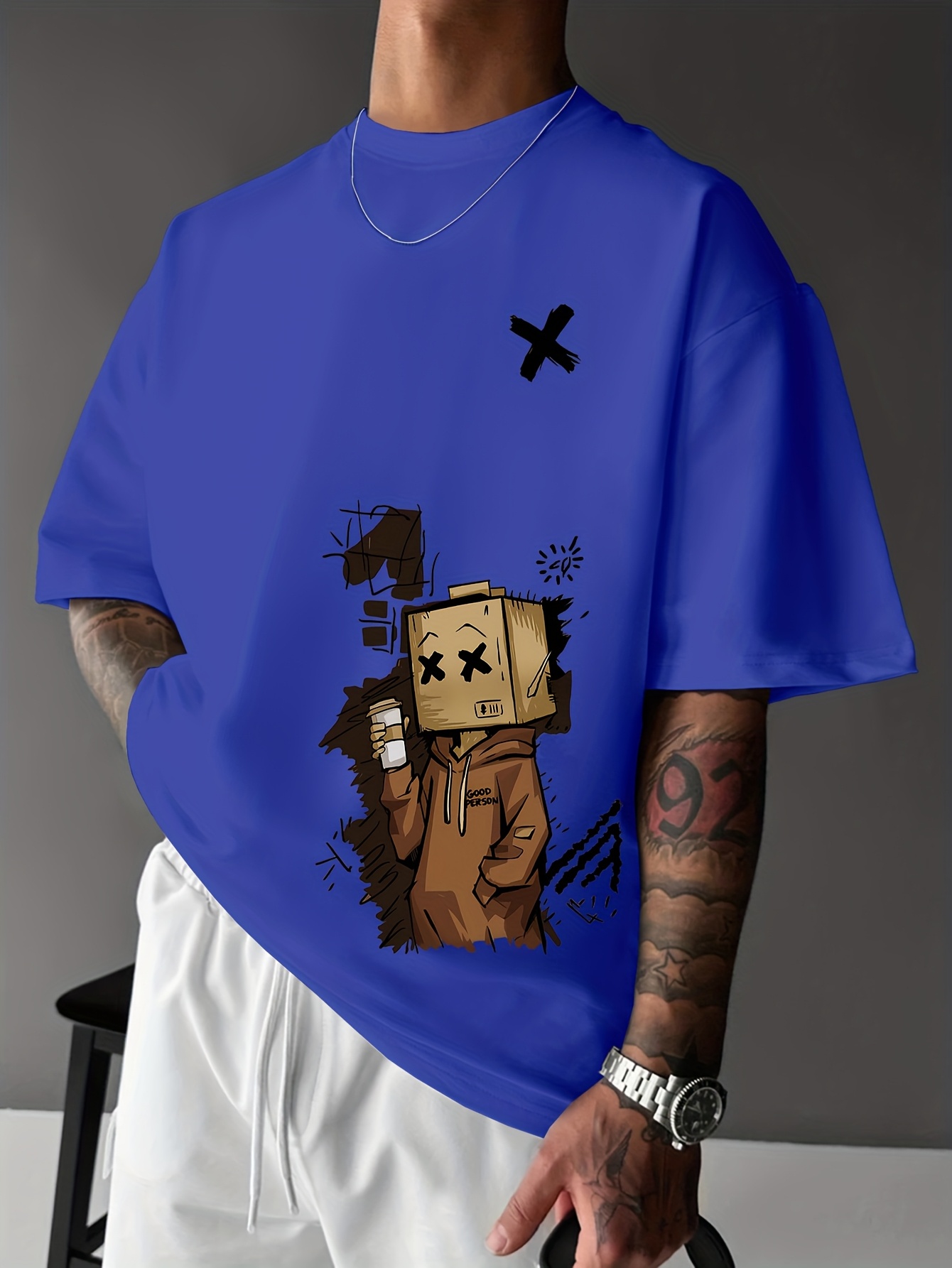 T-shirt col rond pour hommes,  - Street Fashion Graffiti avis et prix