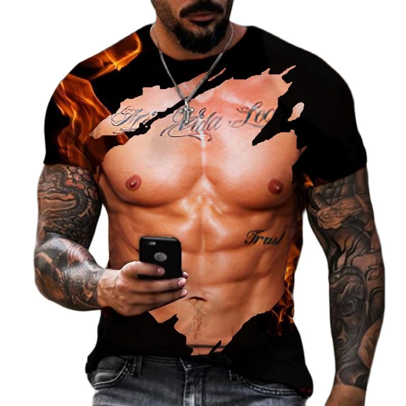 T-shirt musculaire imprimé 3D  - Street Fashion For Short Guys avis et prix