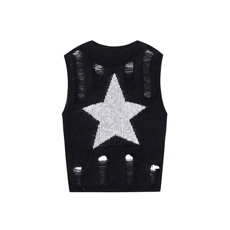 Gilet d'été Y2K imprimé étoile - Street Fashion Outfit Girl avis et prix