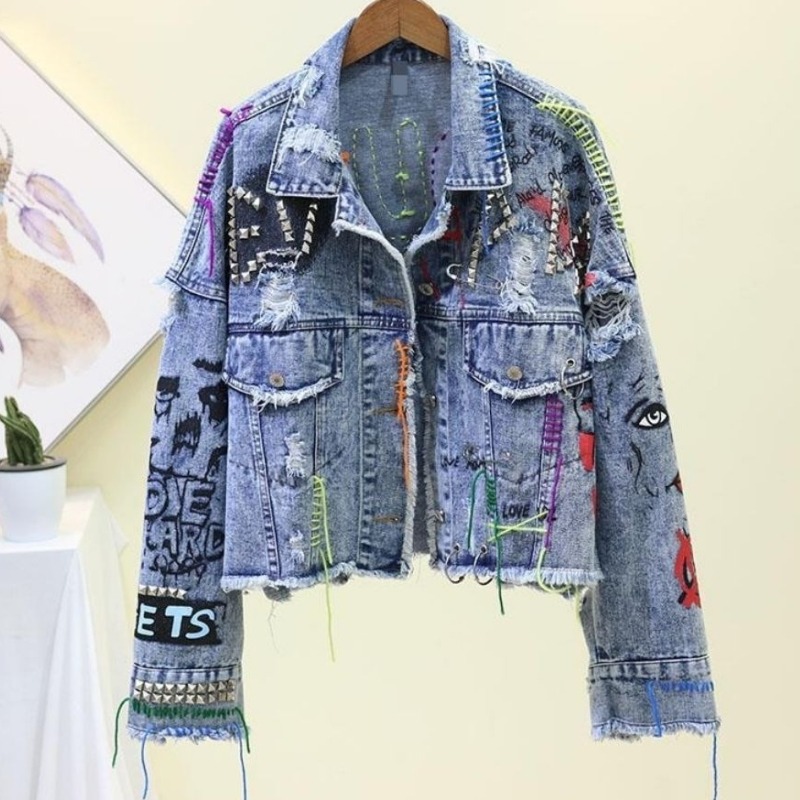 Veste courte en Denim décontra - Street Fashion Graffiti avis et prix