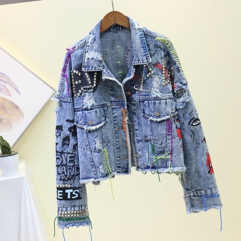Veste courte en Denim décontra - Street Fashion Graffiti avis et prix