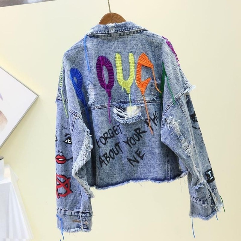 Veste courte en Denim décontra - Street Fashion Graffiti avis et prix