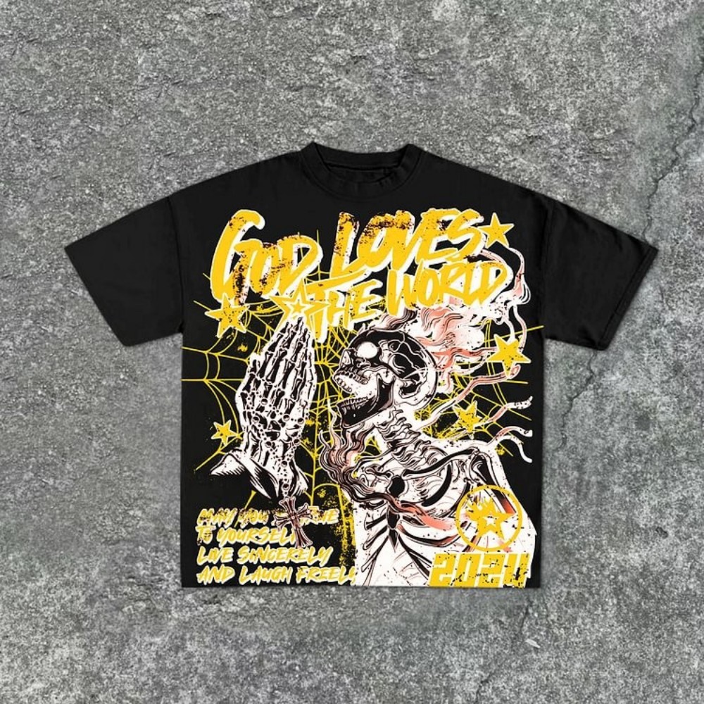 T-shirt col rond pour hommes,  - Street Fashion Graffiti avis et prix