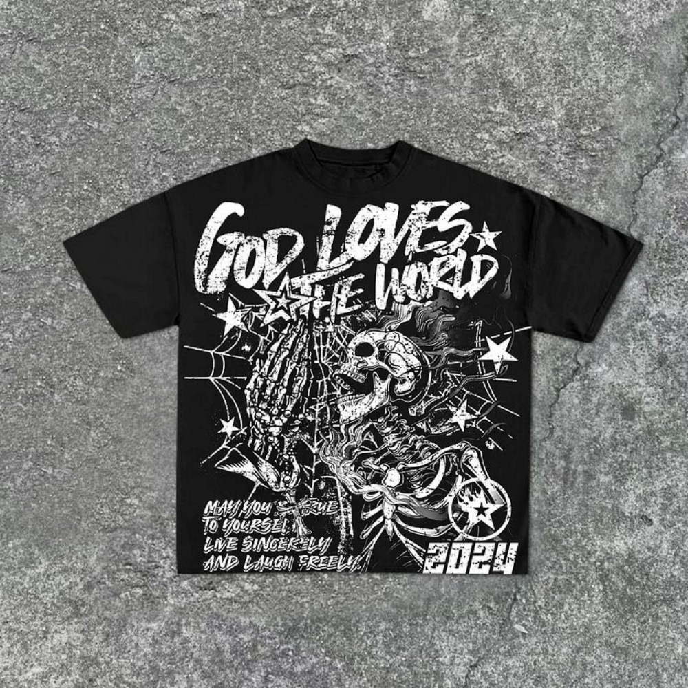 T-shirt col rond pour hommes,  - Street Fashion Graffiti avis et prix