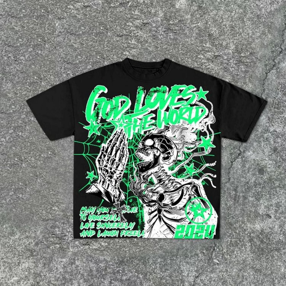 T-shirt col rond pour hommes,  - Street Fashion Graffiti avis et prix