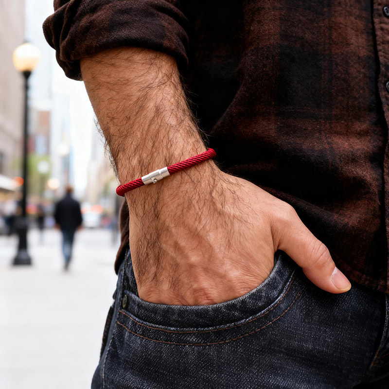 Bracelet à cordes tissé de qua - Street Fashion Milan avis et prix