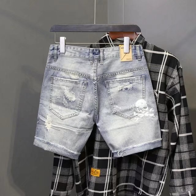 Été hommes usé perle trou mend - Street Fashion Jeans avis et prix